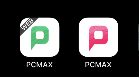 PCMAXのWeb版とアプリ版のアイコンが並べてある画像
